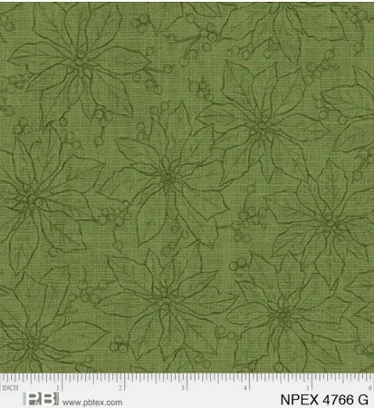 P&B Textiles North Pole Express Poinsettia Green NPEX-4766-G