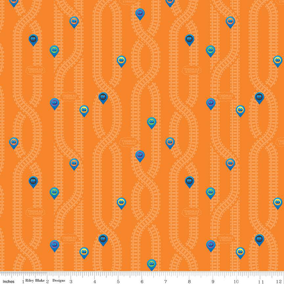 Riley Blake Full Steam Ahead with Thomas and Friends Key Locations Orange C12514