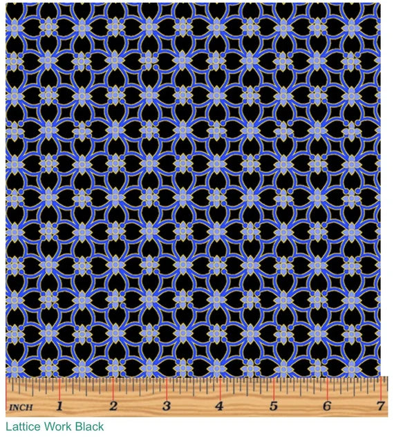 1018 Benartex Sunflower Sunrise Lattice Work Black 09934-12