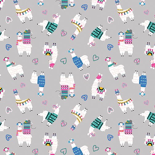 1019 Benartex Llama Drama Mini Llamas Gray 12711-11