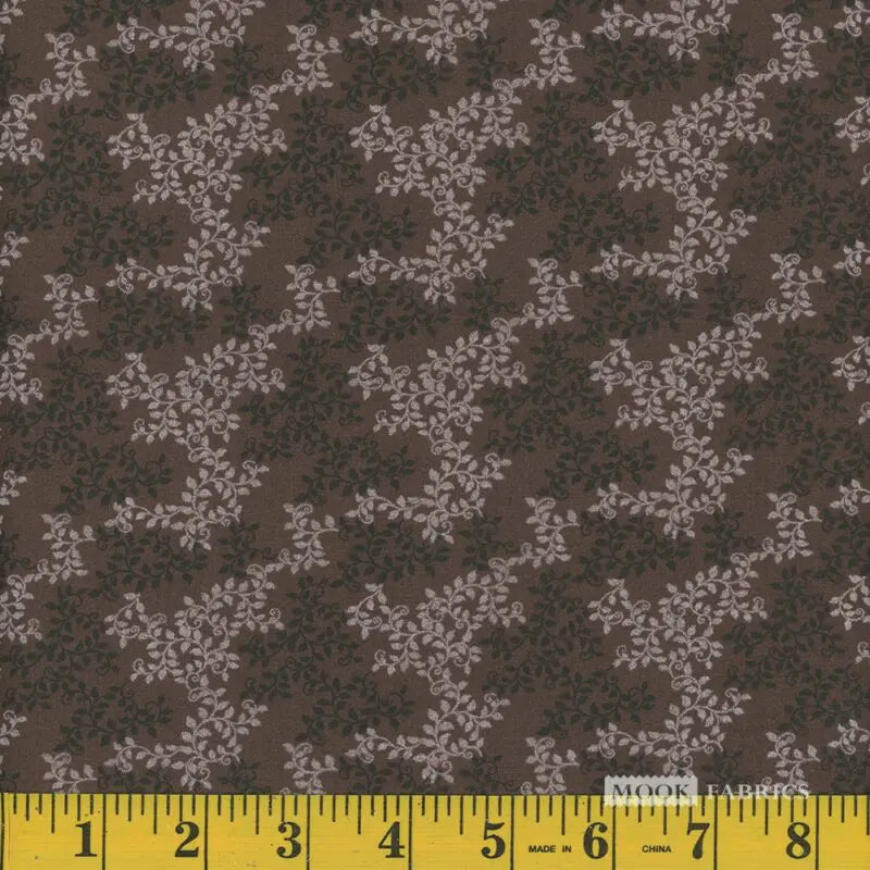 8085 Mook Fabrics Narrow Leaves Brown 104240