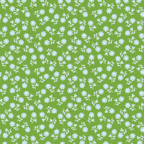 Benartex Blooming Denim Bloom Toss Floral Green 13282-40