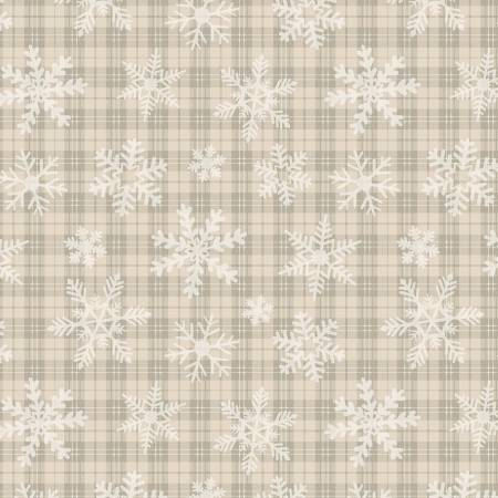 Timeless Treasures Gail Let It Snow Snowflakes Plaid Natural CD1466