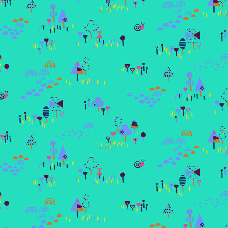 Cotton + Steel Fuwafuwa-san No Bokujo Katatsumuri Wa Doko Teal HO203-TB3