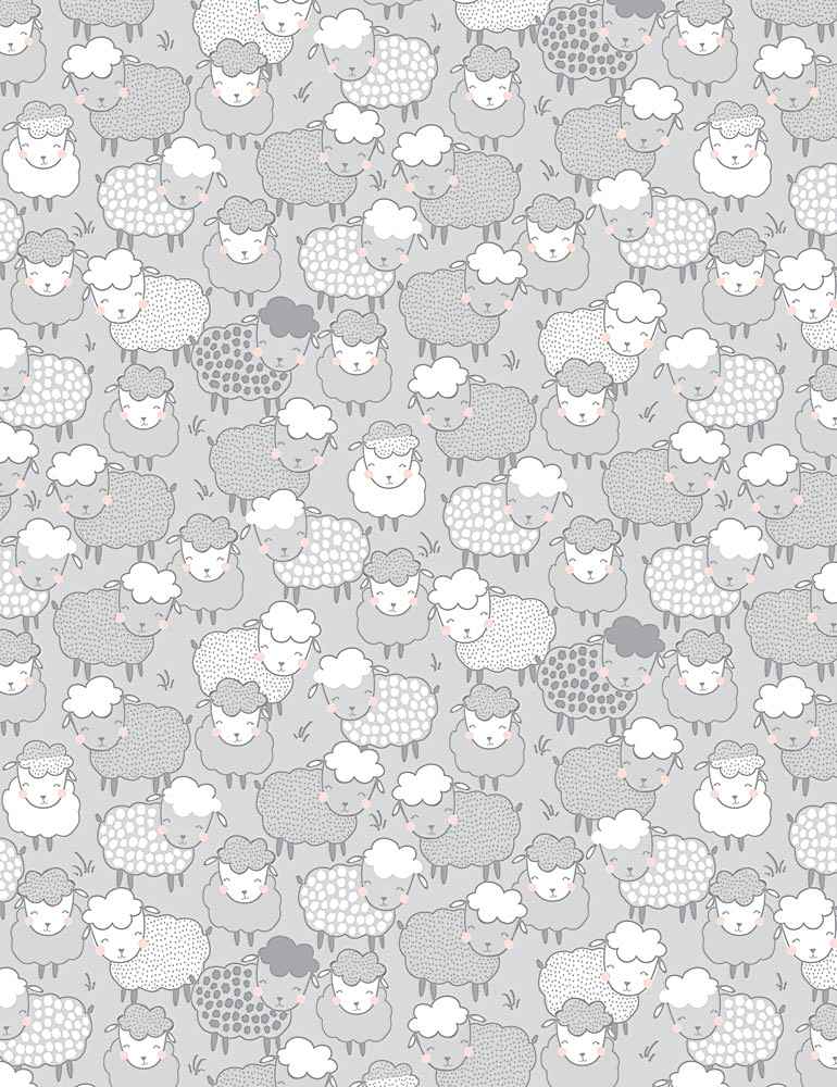Timeless Treasures Kidz Love Ewe More Cute Grazing Sheep Grey CD1308