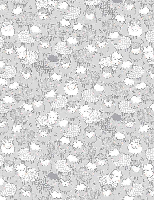Timeless Treasures Kidz Love Ewe More Cute Grazing Sheep Grey CD1308