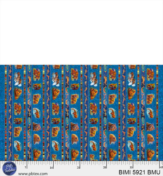 1093 P&B Textiles Bear in Mind Decorative Bear Stripe BIMI-09521-BMU