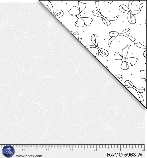 1104 P&B Textiles Ramblings for Every Occasion Tossed Bows White on White RAMO-05963-W
