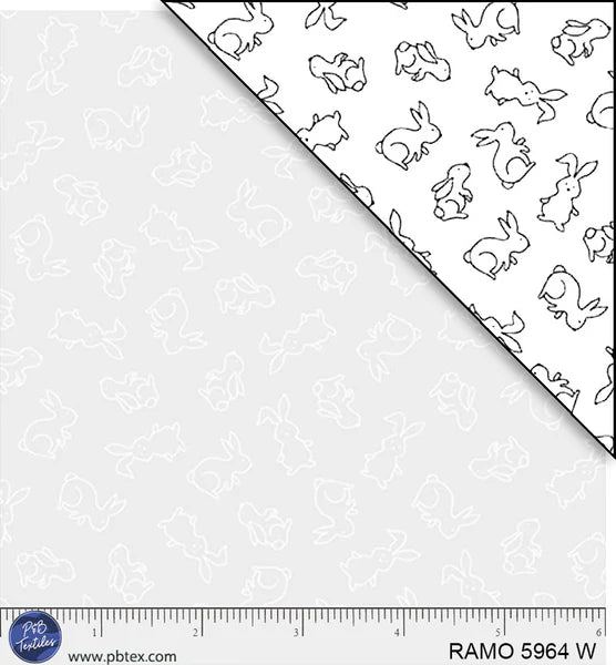 1105 P&B Textiles Ramblings for Every Occasion Easter Bunnies White on White RAMO-05964-W