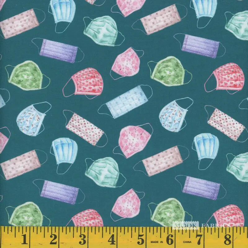 8133 Mook Fabrics Mask Vector 1 Teal 110828