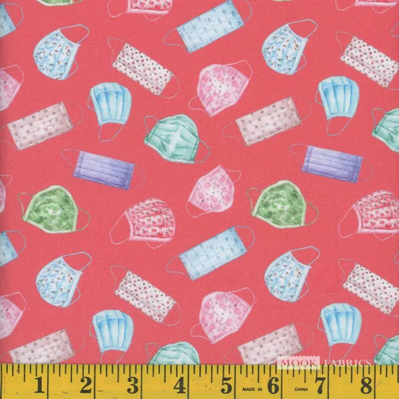 8134 Mook Fabrics Mask Vector 2 Coral 110829