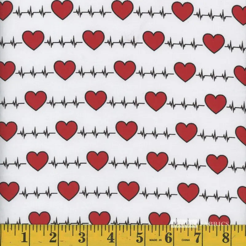 8070 Mook Fabrics Cardio Hearts White 110835