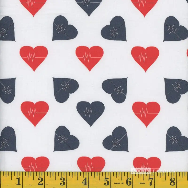 8140 Mook Fabrics Tossed Heartbeat Red 110838