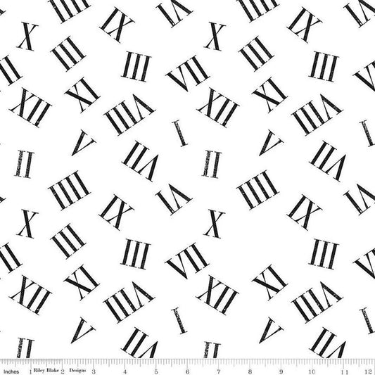 Riley Blake Mad Masquerade Roaming Numerals C11960 White