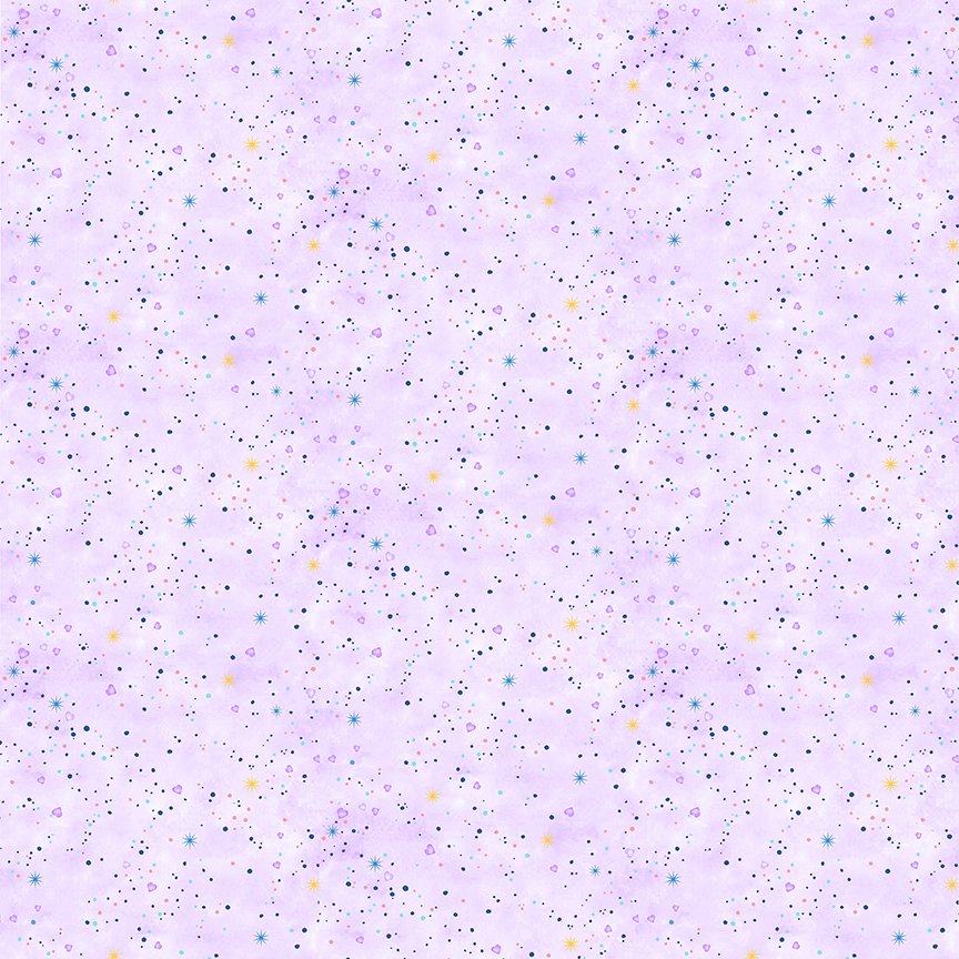 Timeless Treasures Katie Hello Sunshine Little Dots Hearts Stars Purple CD1349