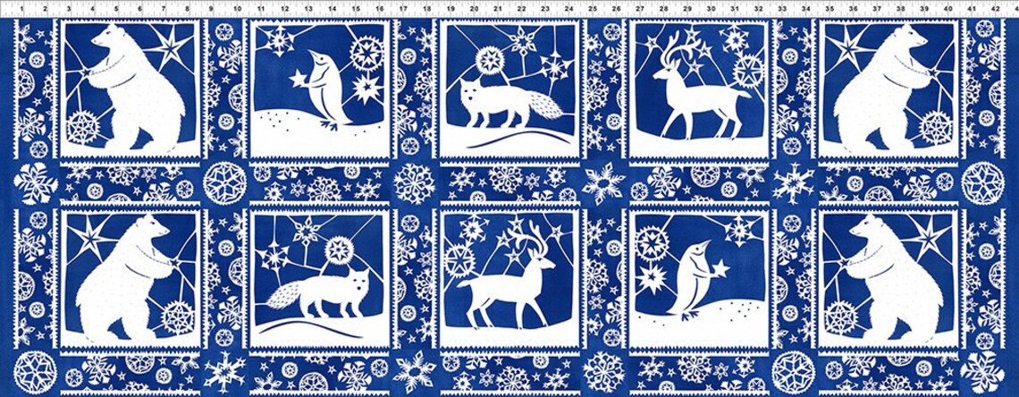In The Beginning Snowy Christmas Blue Paper Cuts Panel