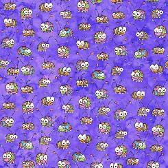 QT Fabrics Sunbright Bugs All Over Purple