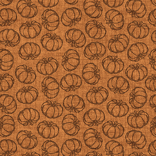 8765 Benartex Designer Fabrics Harvest Farm Tossed Pumpkins Rust 13051-79