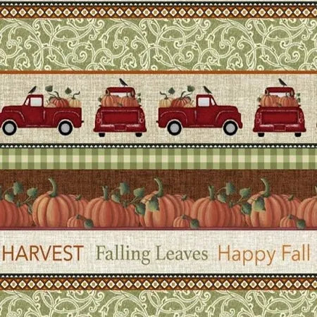 Benartex Pumpkin Farm Border Stripe 13045-99