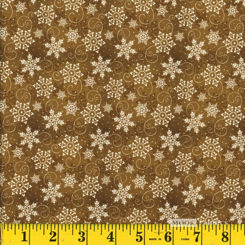 1323 Mook Fabrics Christmas Snowflakes Gold 133454