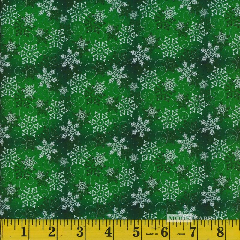 1324 Mook Fabrics Christmas Snowflakes Green 133453