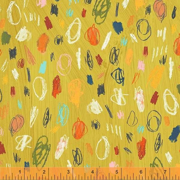 Windham Colorwash Happy Artist Scribble Mustard Yellow 53123-5