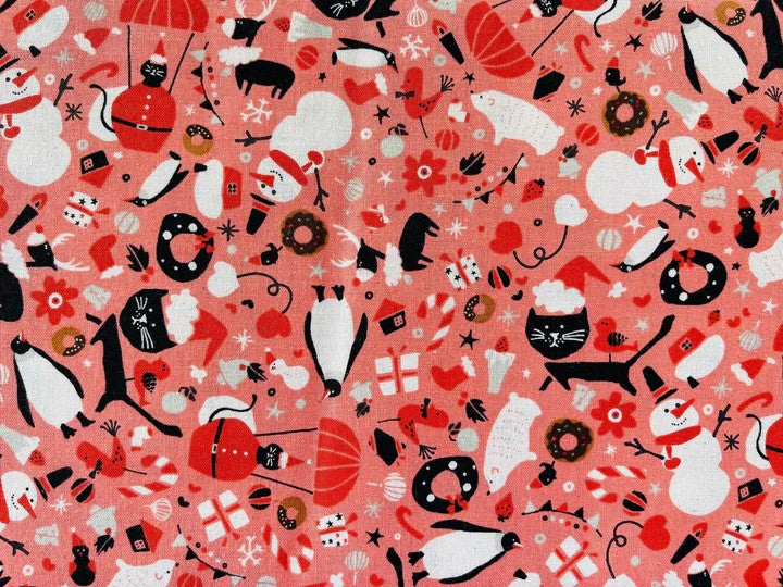 Cotton + Steel Waku Waku Christmas Mixer Coral