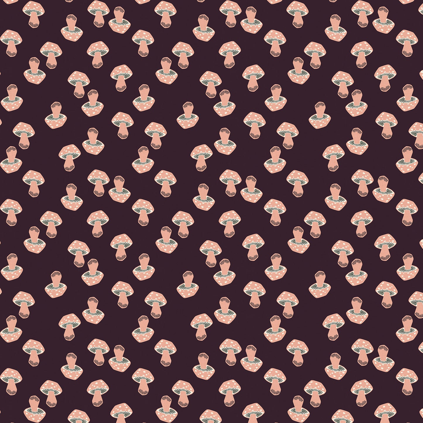 Cotton + Steel In The Woods Mushroom Eggplant