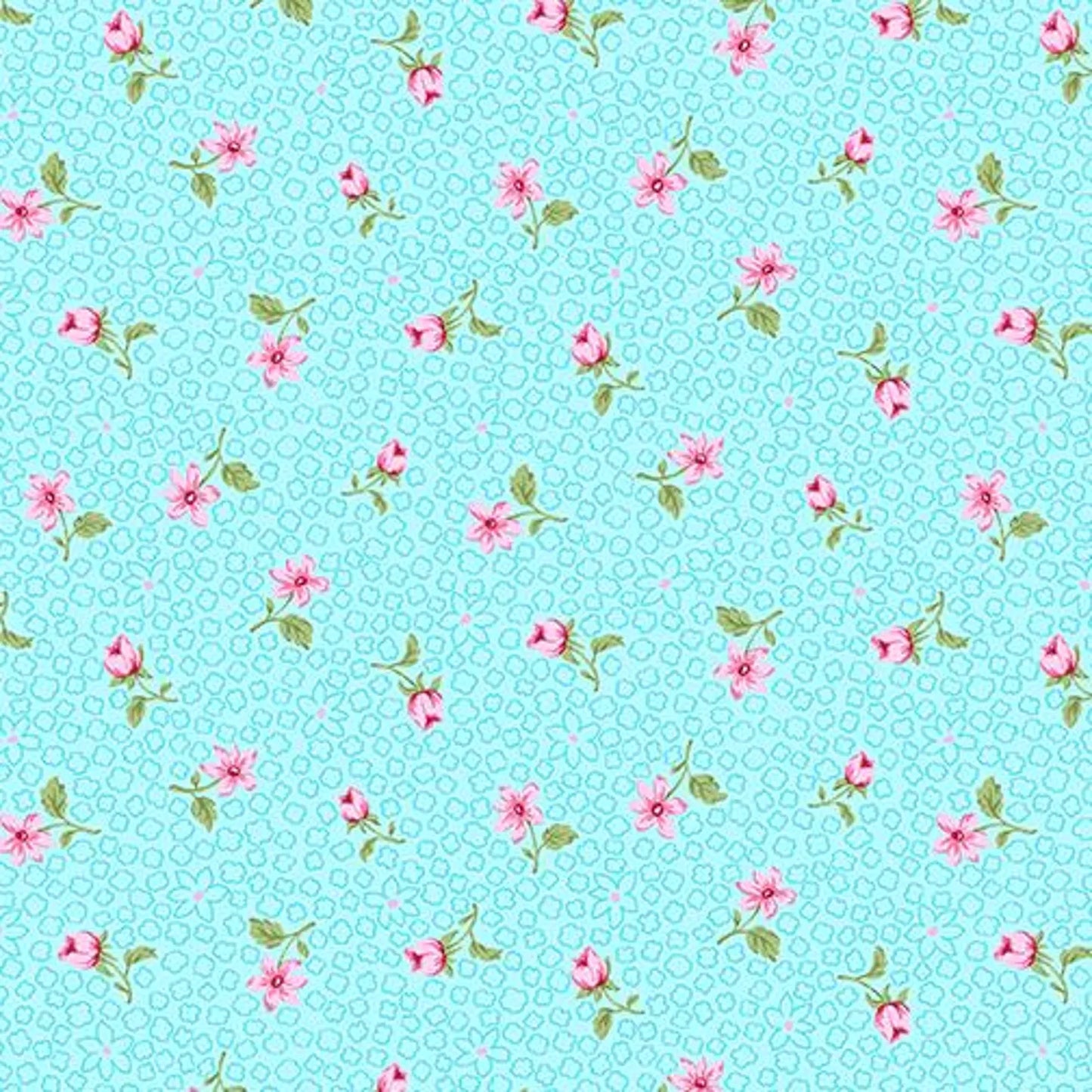 Benartex Rose Whispers Rose Bud Aqua 10369P-24