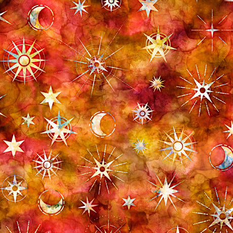 QT Fabrics Moonshadow Orange Star Toss 2600-28563-O