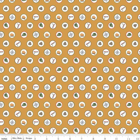 Riley Blake Love You S'more Badges Gold C12141