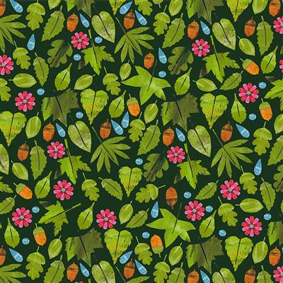 Clothworks Seasons Leaves Toss Black