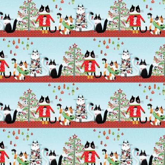 1409 Benartex Designer Fabrics Meowy Christmas Stripe Multi 1623299B