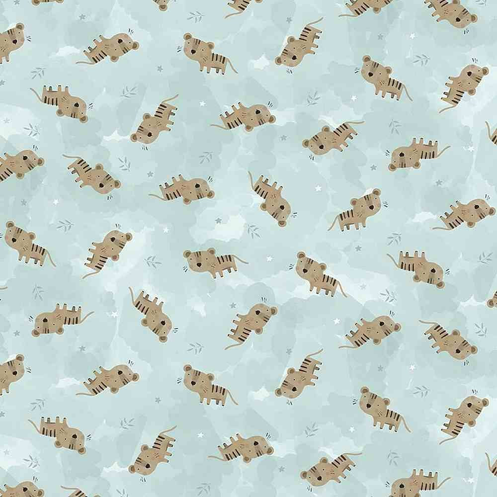 Timeless Treasures Full of Wonder Cute Tossed Tigers Teal KIDZ-CD1622
