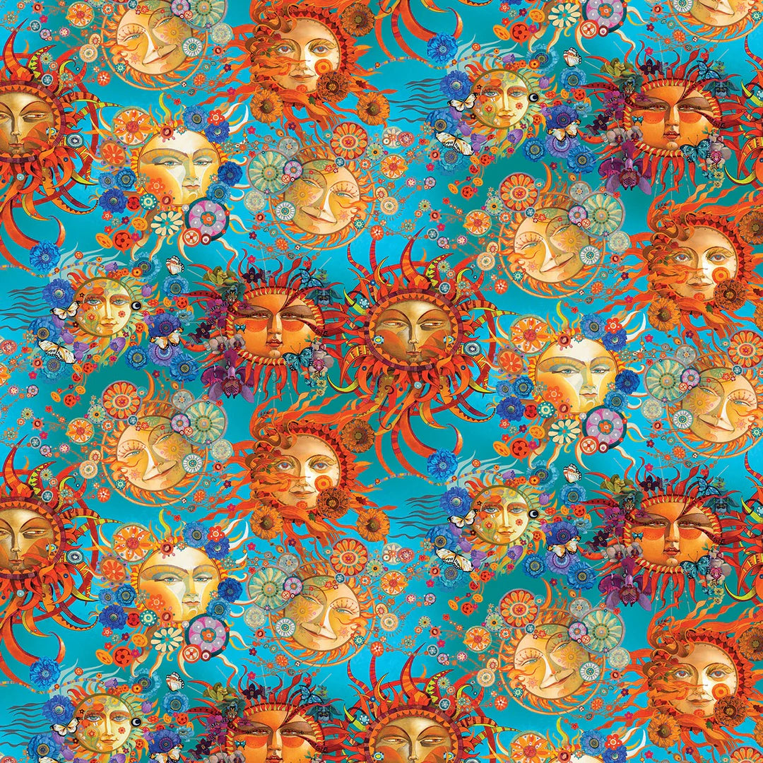 1417 Benartex Designer Fabrics Season of the Sun Allover Turquoise Multi 13192-81