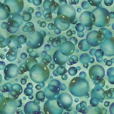 QT Fabrics Dazzling Dolphins Bubbles 1649-28861-H Green