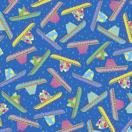 QT Fabrics Dapper Dachshunds Sombreros Blue 1649-28931-Y