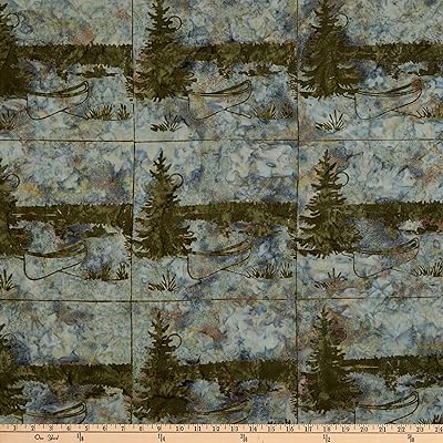 Banyan Batik Canoe Lake 34" Canoe Scenic Block Green