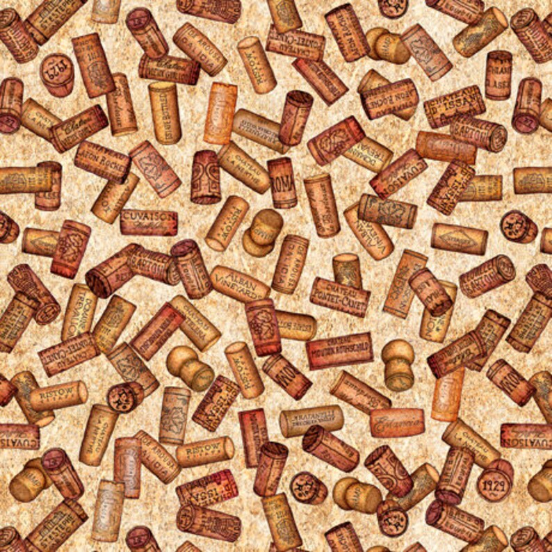 QT Fabrics A Little Wine Tossed Wine Corks 1649-28788-A