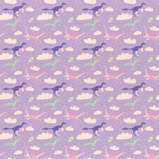 Paintbrush Studio Fabric Dinosaur Stories Lilac 120-20293
