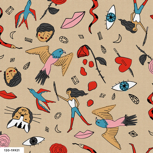 Paintbrush Studio Fabrics Sailor Mary Hero Tan 120-19921