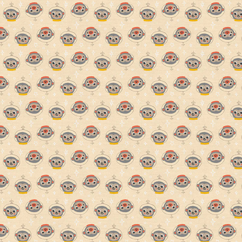 Paintbrush Studio Fabrics Space Monkey Monkey Head Peach 120-21683