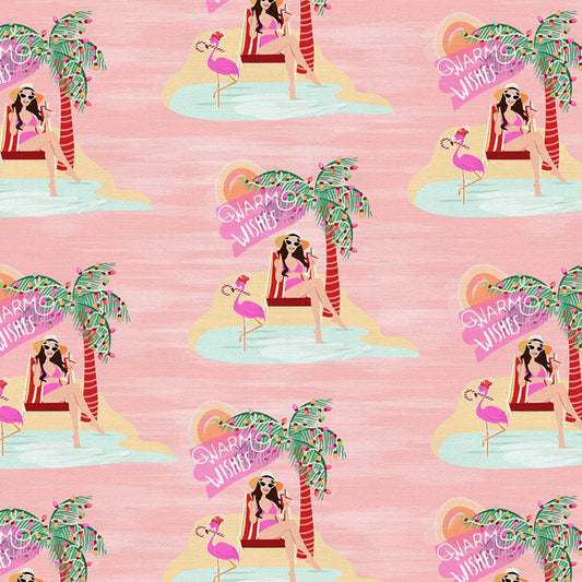 Paintbrush Studio Fabrics Flamingo Christmas Warm Wishes Pink 120-21431