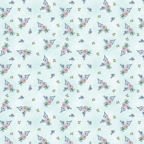 Benartex Garden Angels Garden Birdhouse Toss Light Turquoise 13323-04