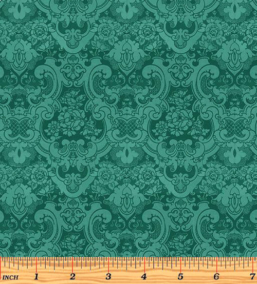 1595 Benartex Designer Fabrics Christmas Magic Brocade Teal 13124-82