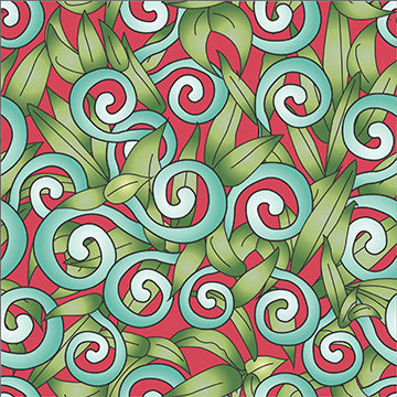 Suite B for Island Batik Lush Leaf Swirl Red Red Cherry 922103360CP
