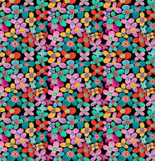 1603 Benartex Designer Fabrics Folkscapes Folk Flowers Black Multi 10435-12