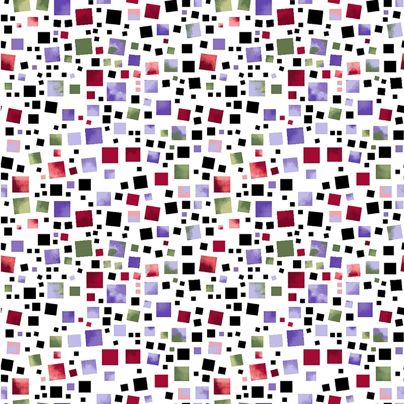 1614 Benartex Designer Fabrics Amazing Poppies Multi Squares Multi White 1767-90