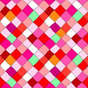 QT Fabrics Vibrant Flowers Diagonal Squares in Pink 1649-27820-P