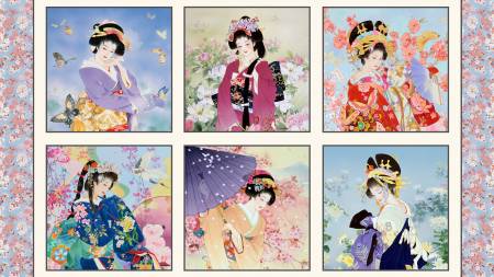 PANL-163 Elizabeth's Studio Geiko Asian Block Panel Cream/Multi